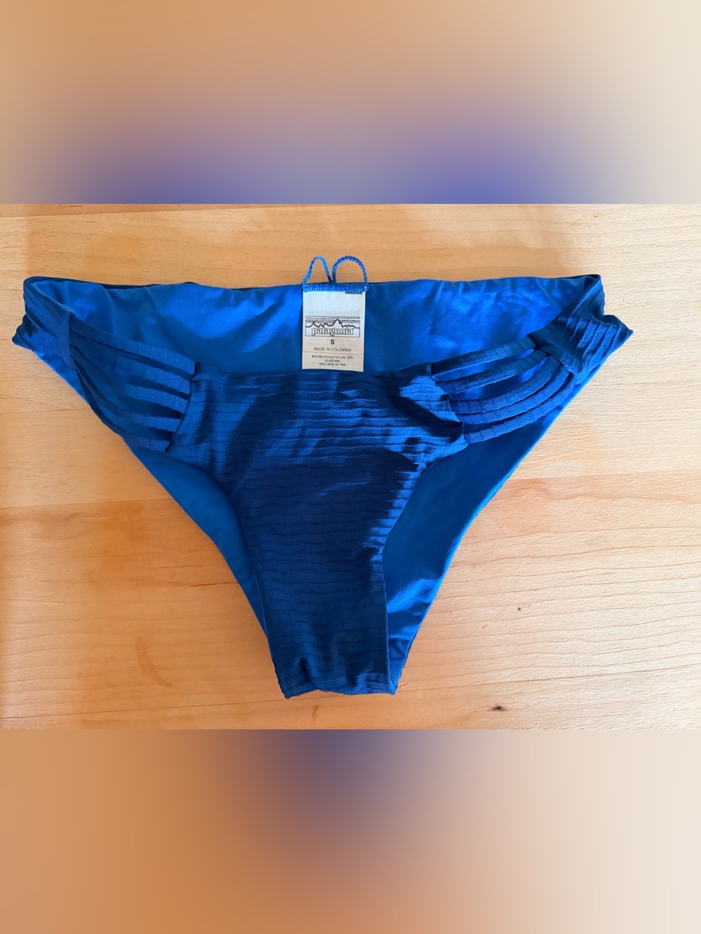 Patagonia Blue Women's Bikini Bottom with Side Strap Accents